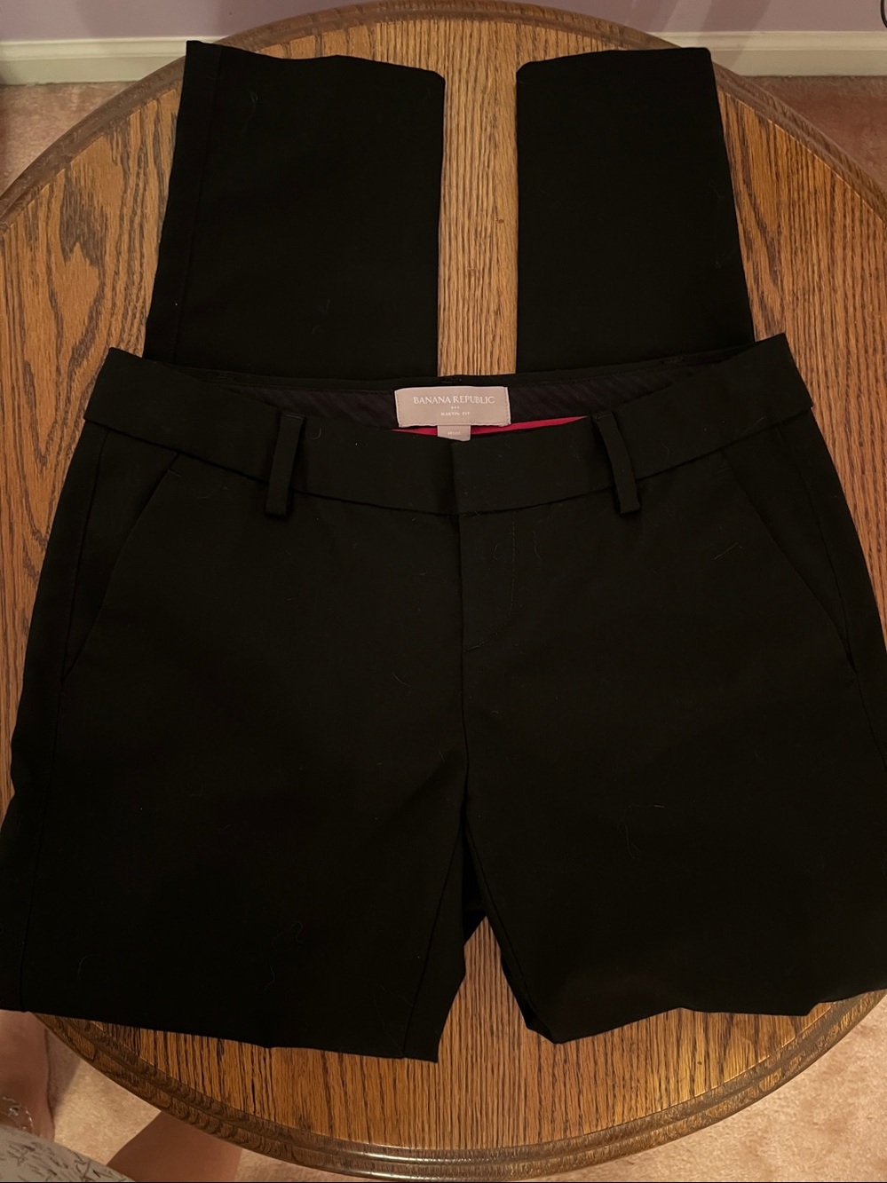Banana Republic Black Slim Fit Pants Trousers Size 0 Petite “Martin Fit”
